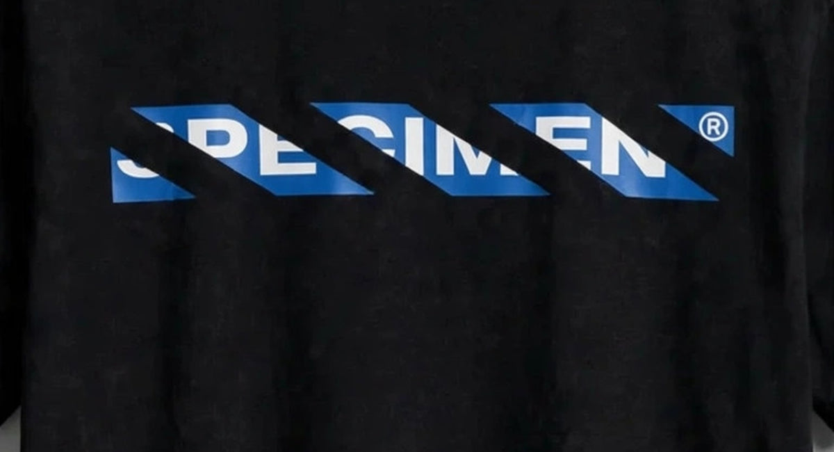 Half Show Diagonal Tee blue graphic vinyl texture detail