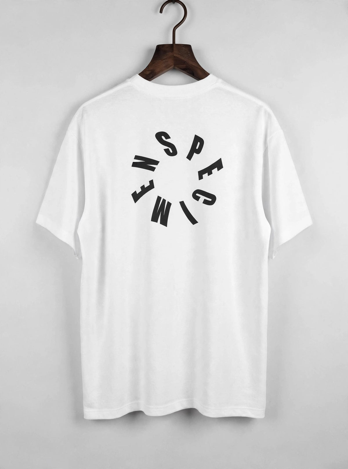 Doers Club white tee back on hanger