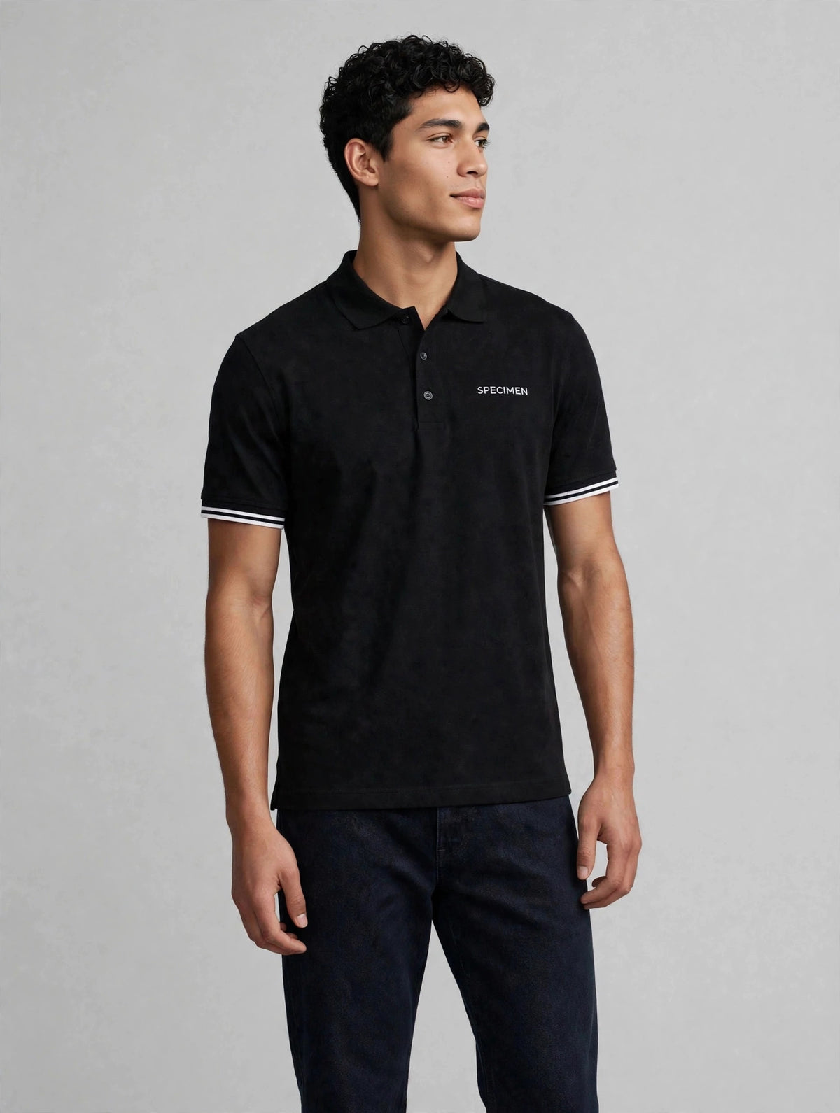 Slim Fit Polo black model front